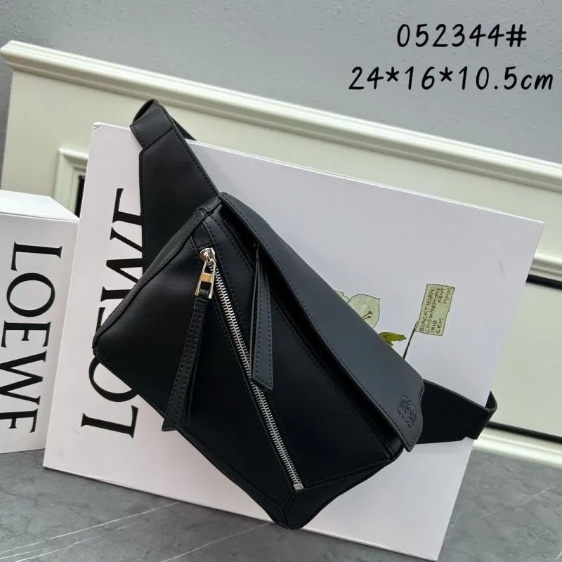 Loewe Black Leather Waist Chest Bag 052344