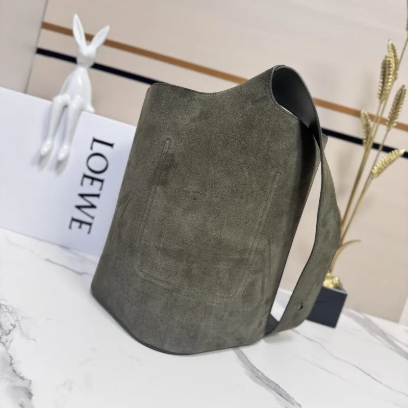 Loewe Olive Suede Bucket Bag - Image 3