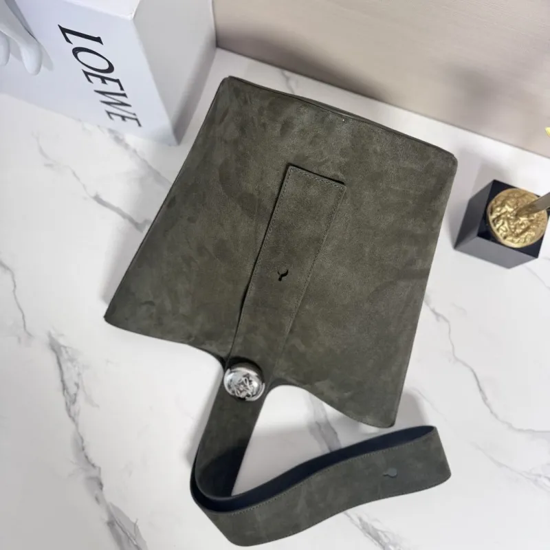 Loewe Olive Suede Bucket Bag - Image 5