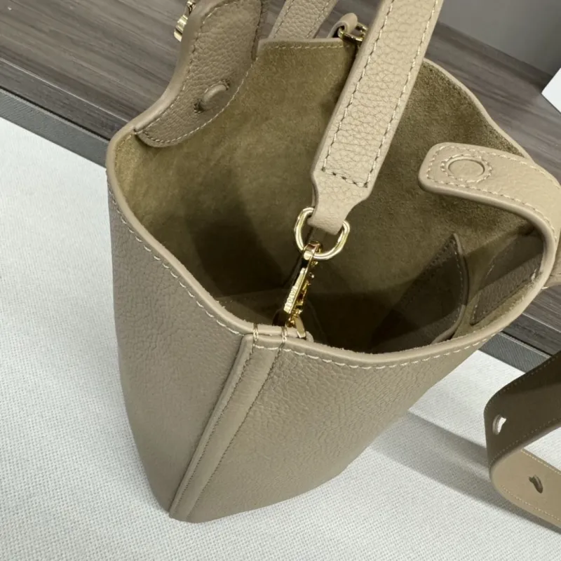 Loewe Beige Leather Crossbody Bucket Bag - Image 6