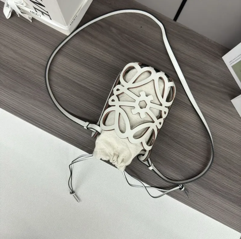 LOEWE White Mini Bucket Crossbody Bag - Image 4