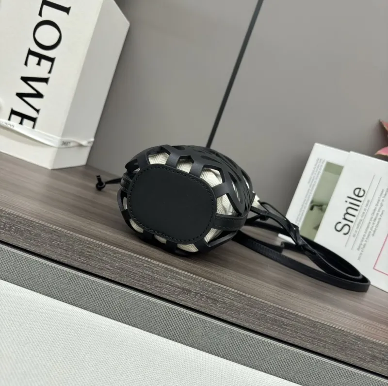 Loewe Mini Black White Bucket Crossbody Bag - Image 3