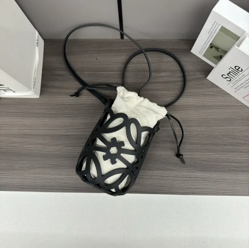 Loewe Mini Black White Bucket Crossbody Bag - Image 4