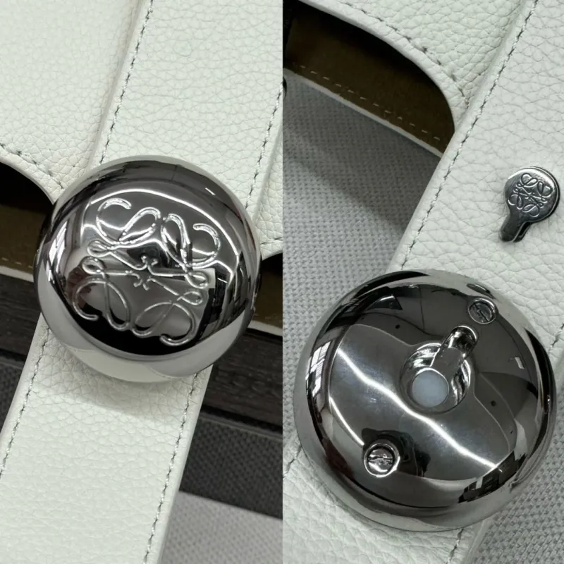 Loewe White Leather Crossbody Bucket Bag - Image 6