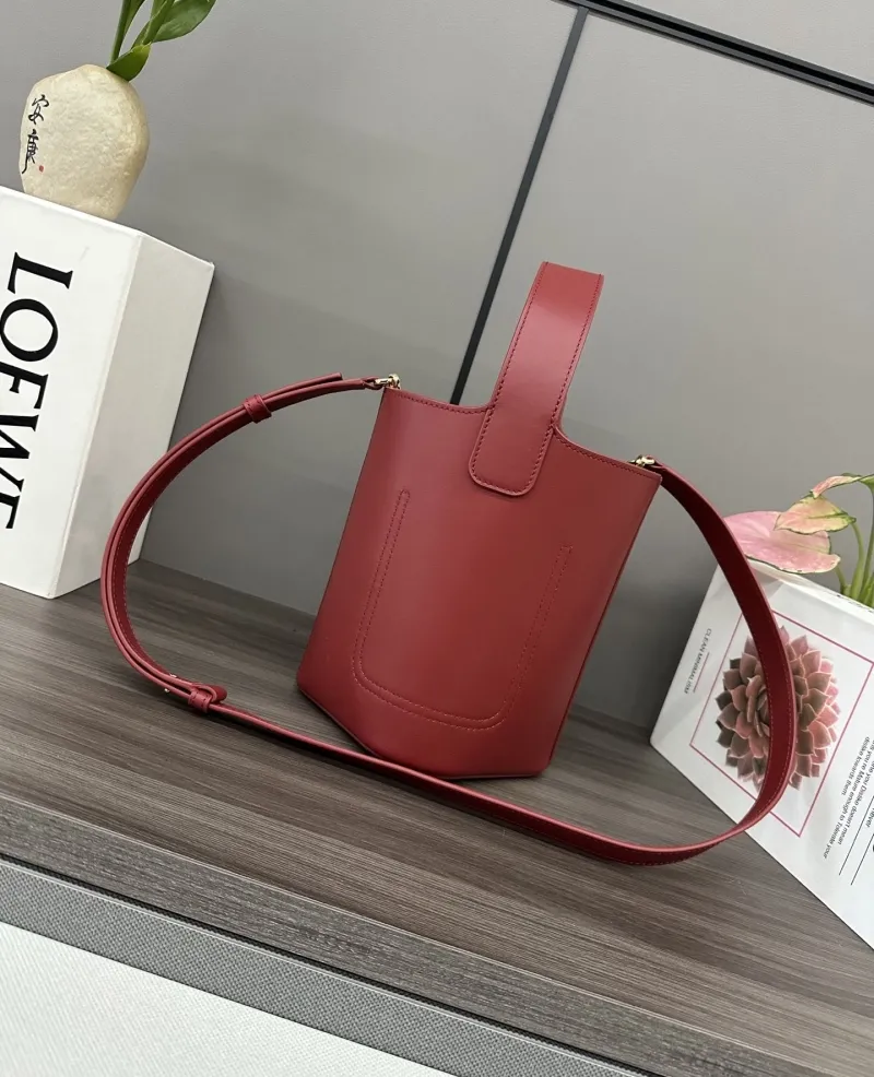 Loewe Red Leather Bucket Bag - Image 3