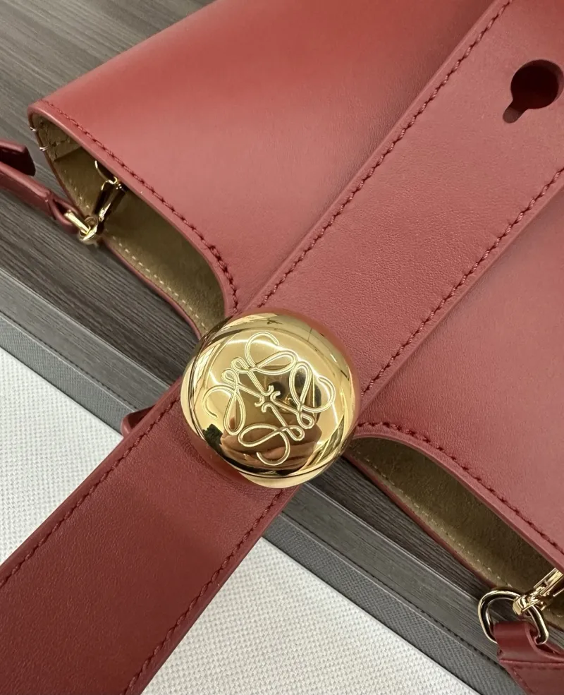 Loewe Red Leather Bucket Bag - Image 7