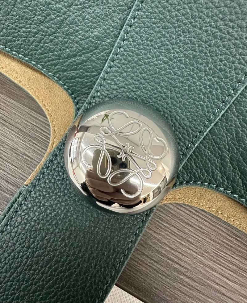 LOEWE Dark Green Leather Bucket Bag - Image 6