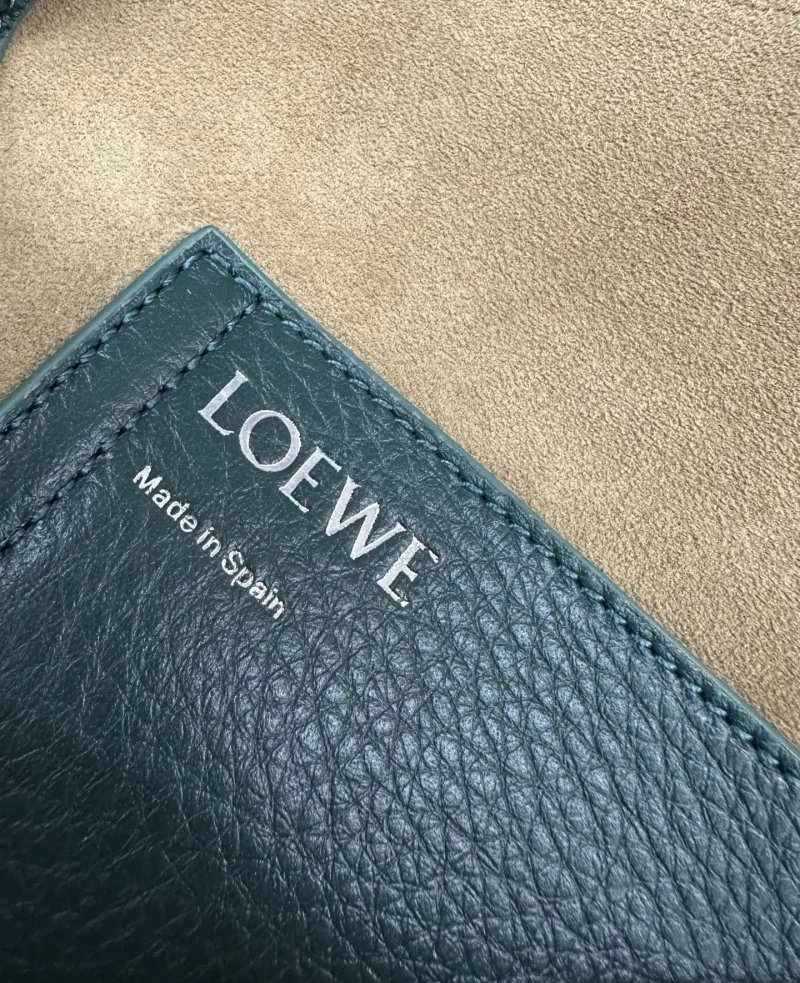 LOEWE Dark Green Leather Bucket Bag - Image 9