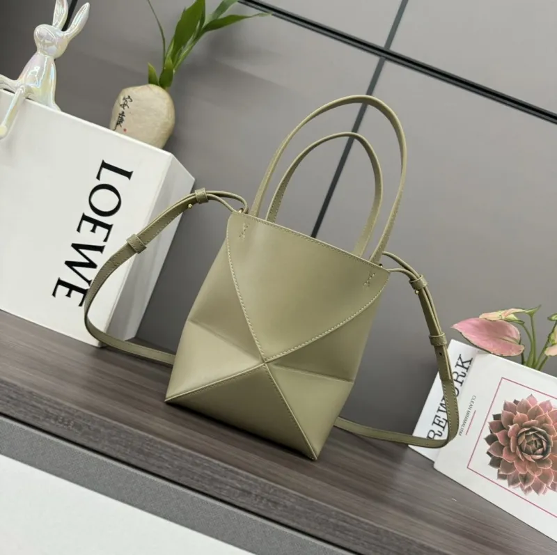 LOEWE Olive Green Bucket Crossbody Bag - Image 3