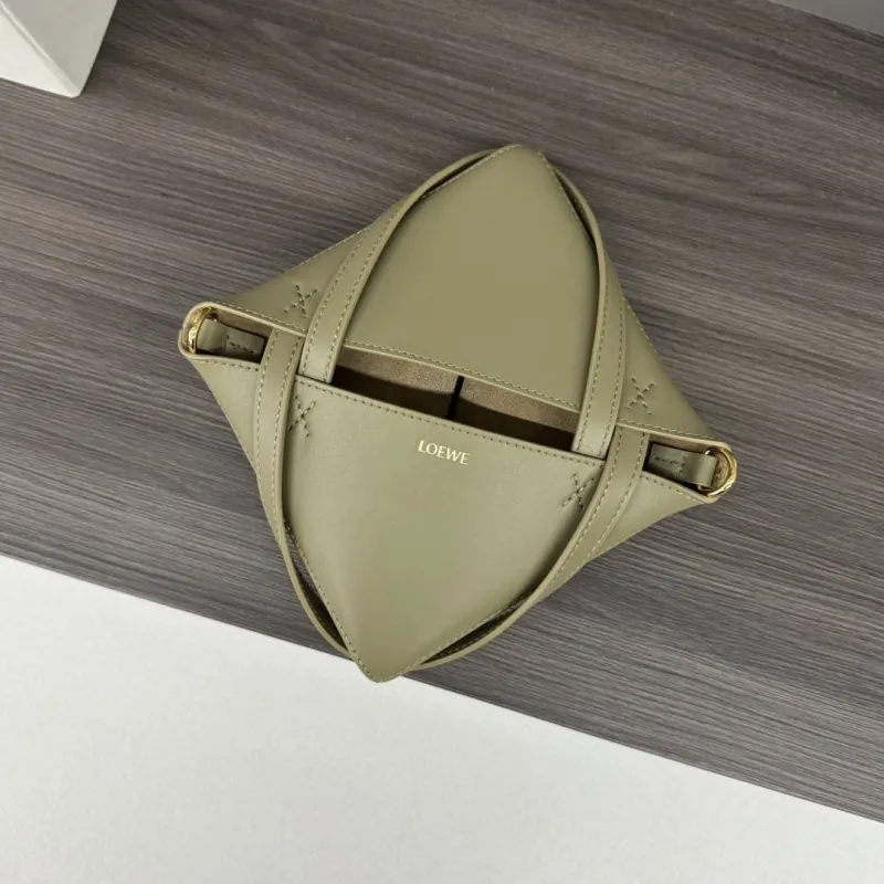 LOEWE Olive Green Bucket Crossbody Bag - Image 7