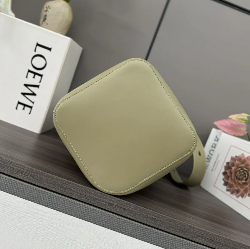 LOEWE Light Green Leather Bucket Bag - Image 4