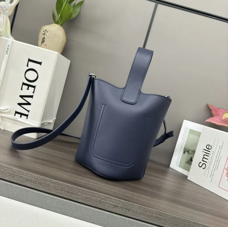 LOEWE Navy Blue Bucket Crossbody Bag - Image 3