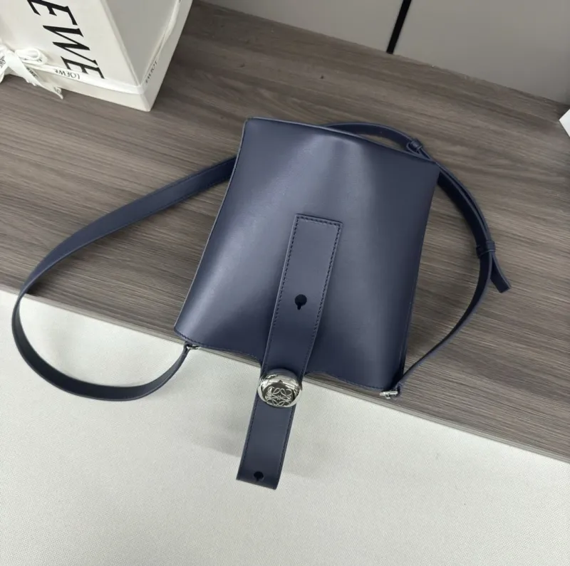 LOEWE Navy Blue Bucket Crossbody Bag - Image 4