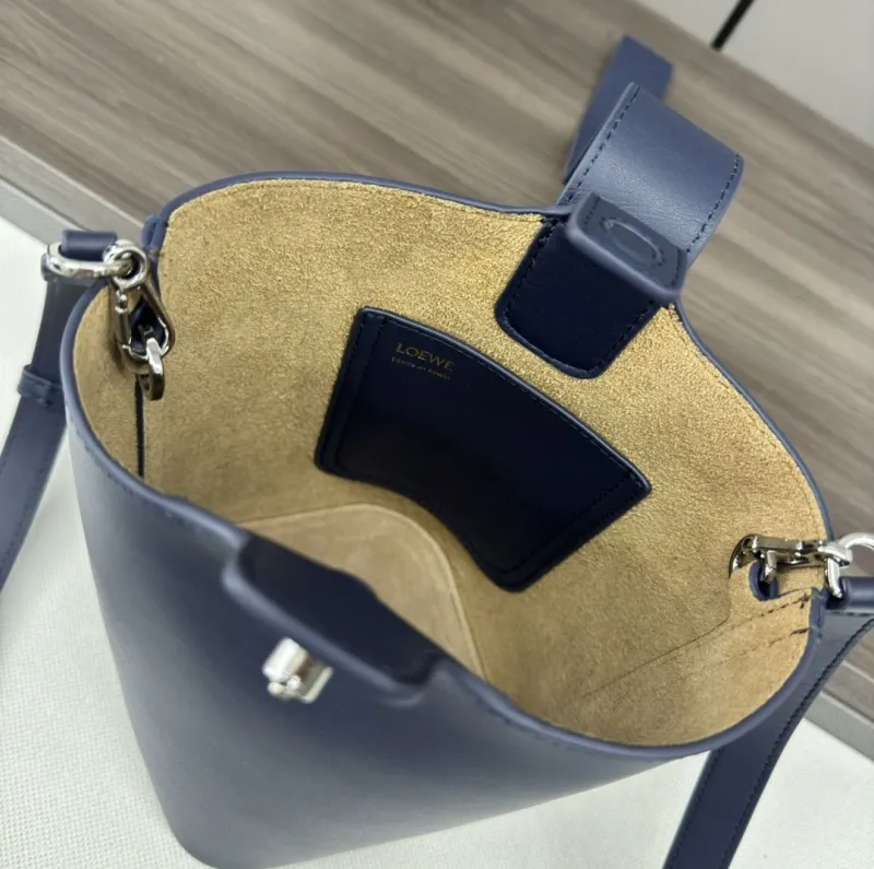 LOEWE Navy Blue Bucket Crossbody Bag - Image 8