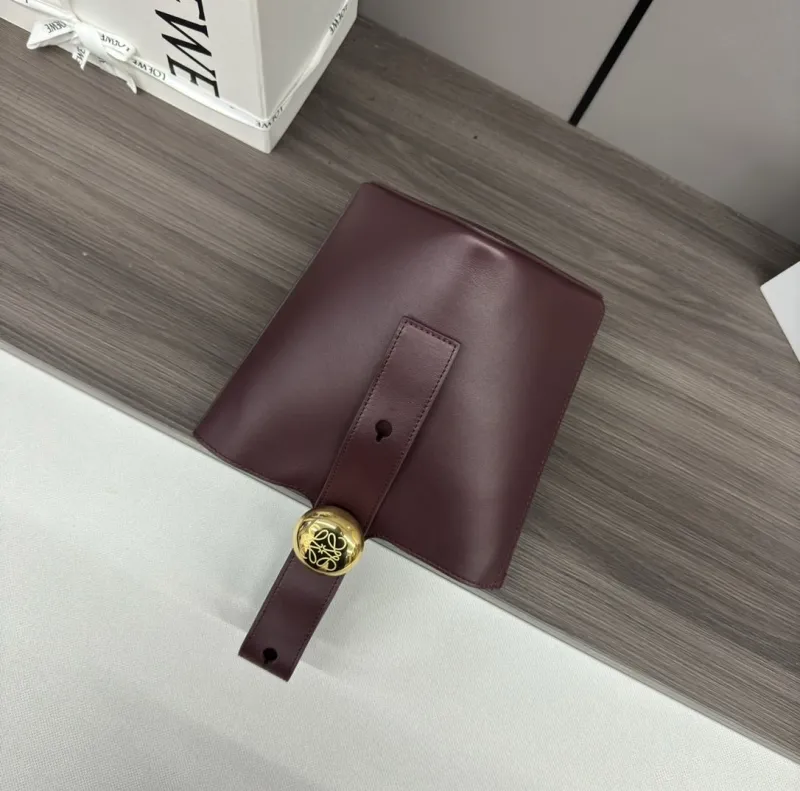 Loewe Burgundy Leather Bucket Bag - Image 4