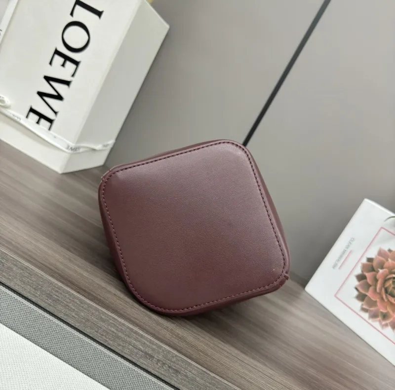 Loewe Burgundy Leather Bucket Bag - Image 6