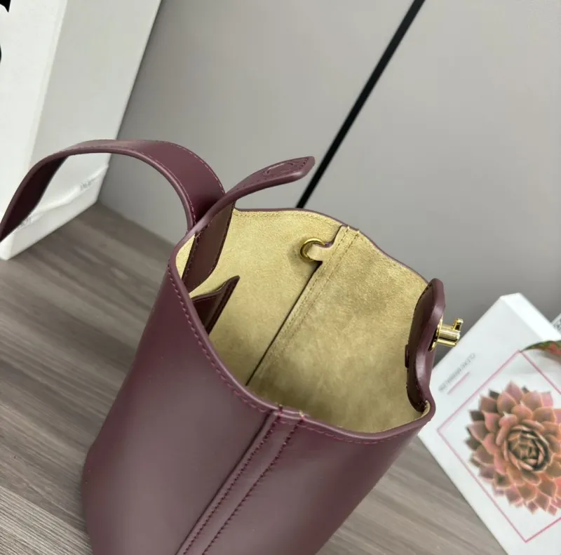 Loewe Burgundy Leather Bucket Bag - Image 7