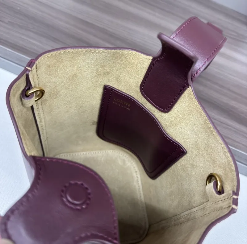 Loewe Burgundy Leather Bucket Bag - Image 8