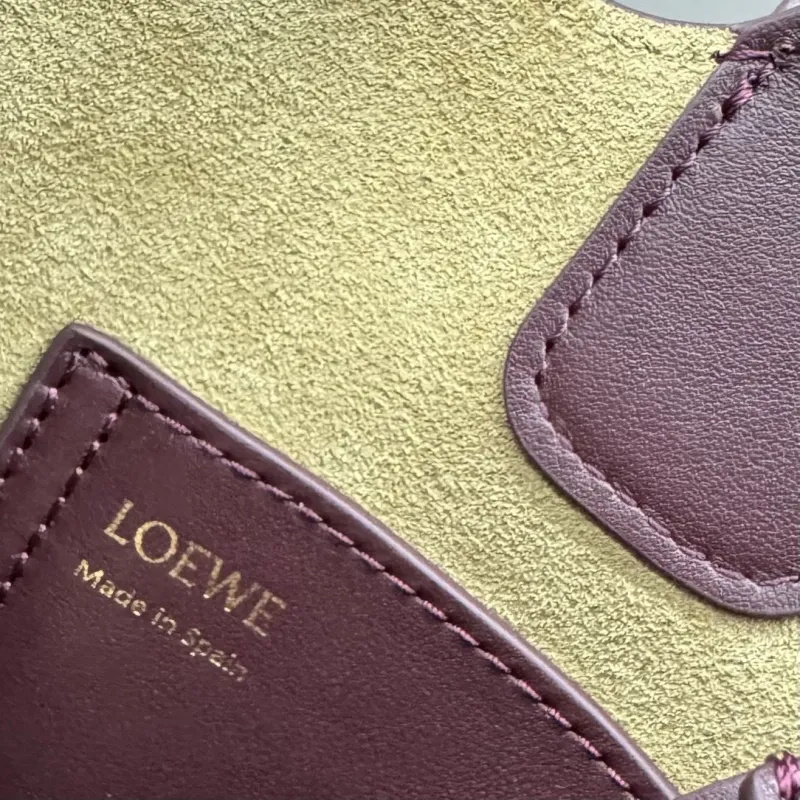 Loewe Burgundy Leather Bucket Bag - Image 9