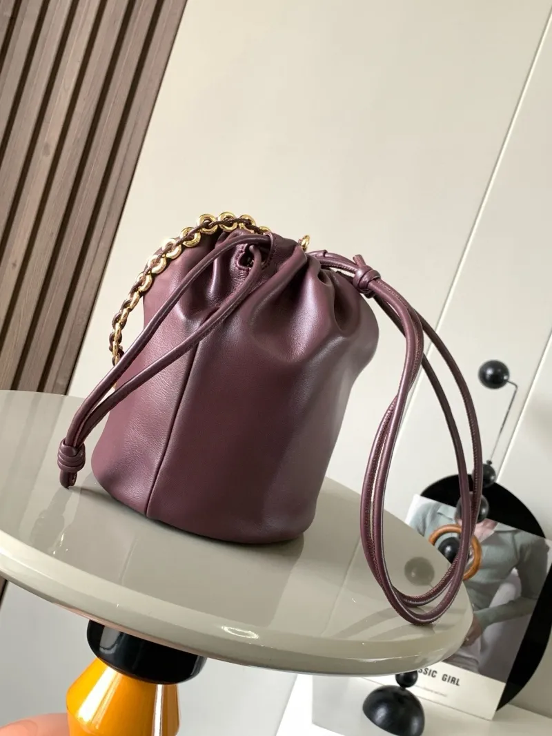 Alternative view of LOEWE Plum Leather Bucket Bag with Chain