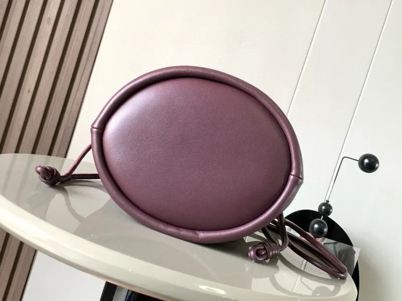 LOEWE Plum Leather Bucket Bag with Chain - Image 3