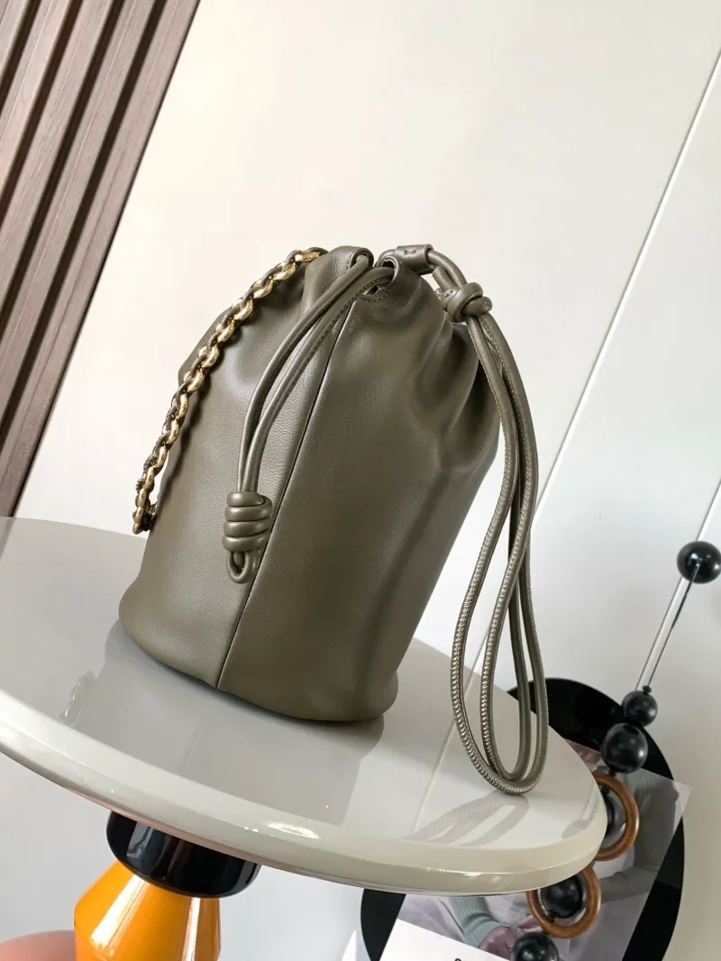 Alternative view of LOEWE Olive Green Leather Bucket Bag with Chain Strap