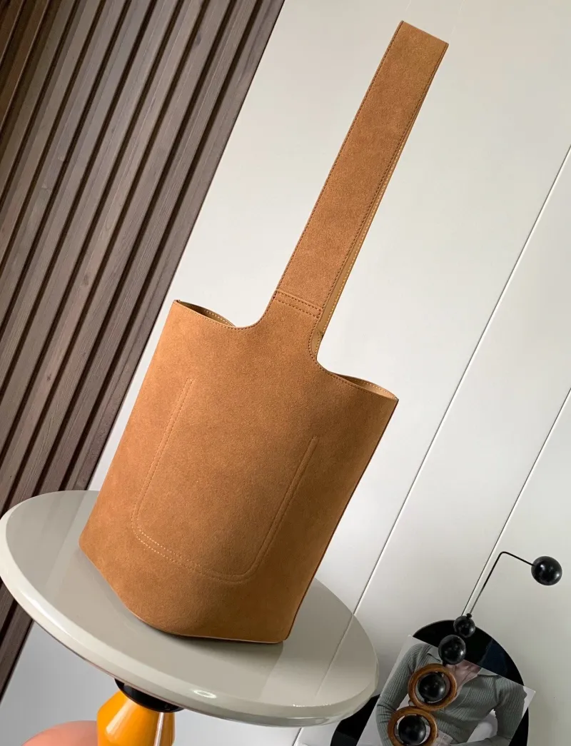 Loewe Brown Suede Bucket Bag - Image 3
