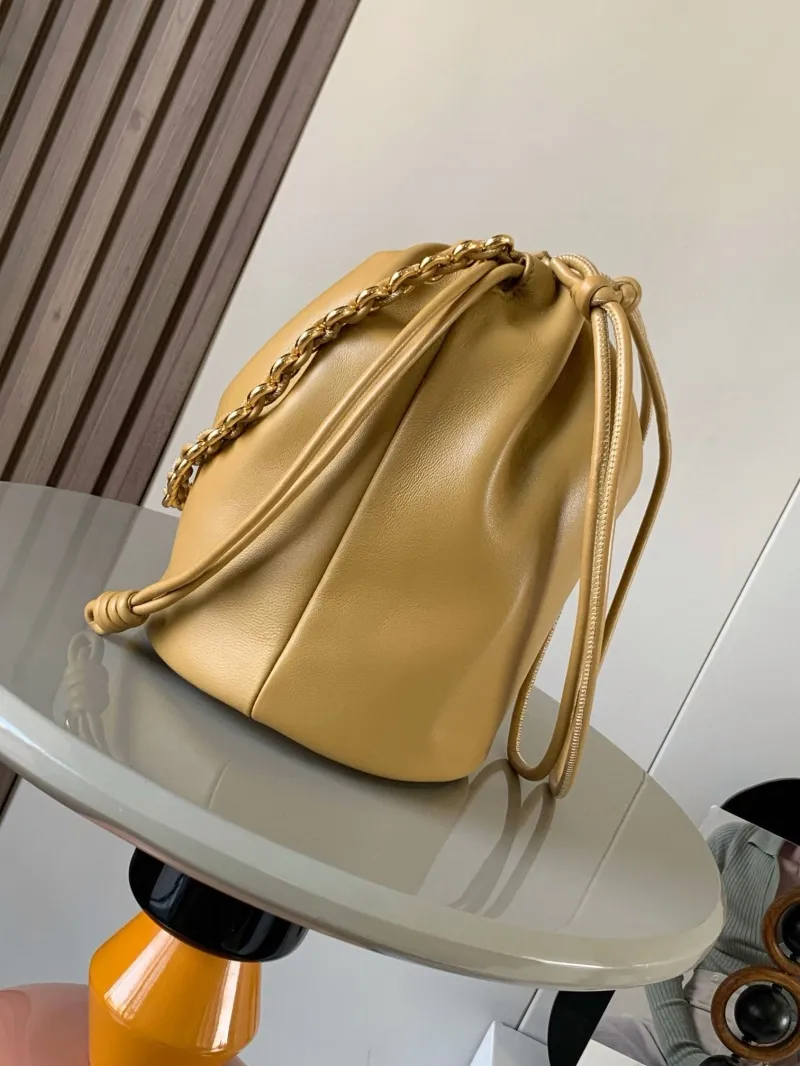 Alternative view of Loewe Tan Leather Bucket Bag with Gold Chain