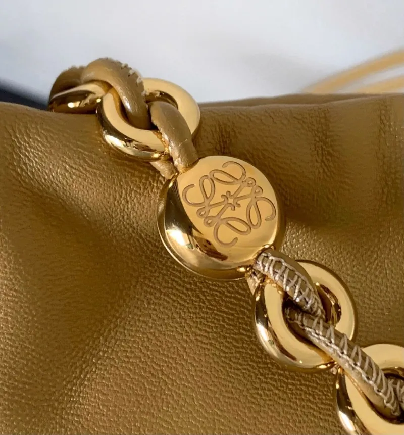 Loewe Tan Leather Bucket Bag with Gold Chain - Image 7