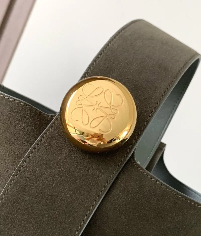 Loewe Dark Green Suede Bucket Bag - Image 5