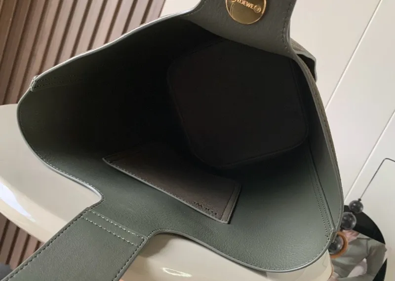 Loewe Dark Green Suede Bucket Bag - Image 8