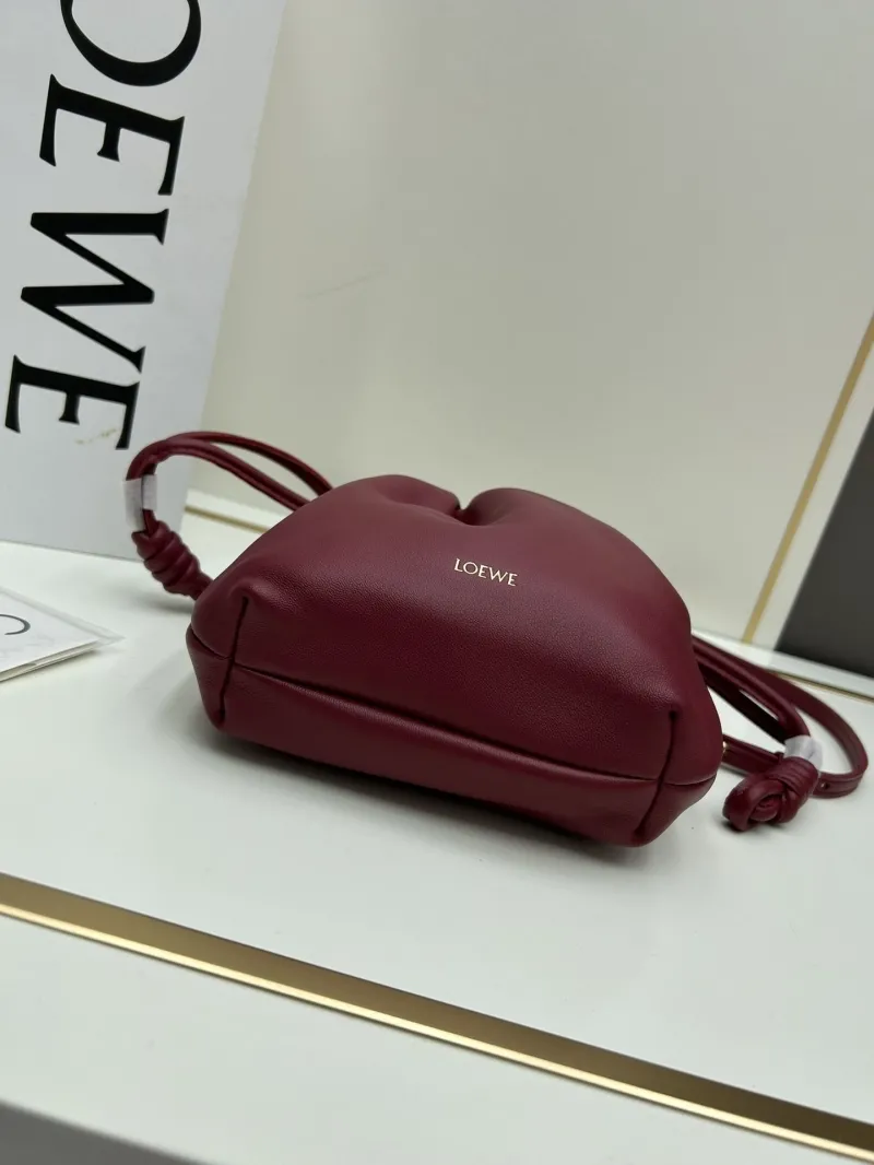 LOEWE Burgundy Leather Bucket Bag 108 - Image 3