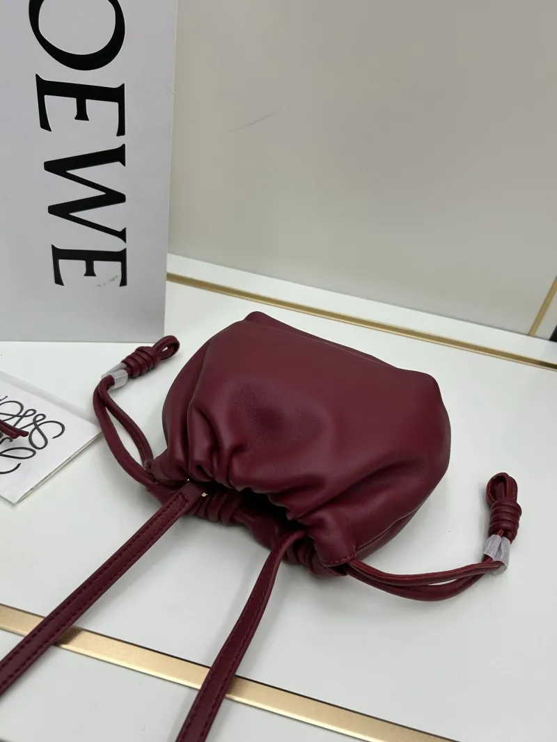LOEWE Burgundy Leather Bucket Bag 108 - Image 5