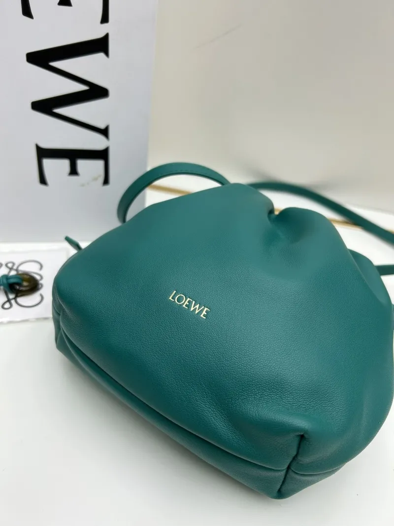 LOEWE Teal Drawstring Bucket Crossbody Bag 062308 - Image 4