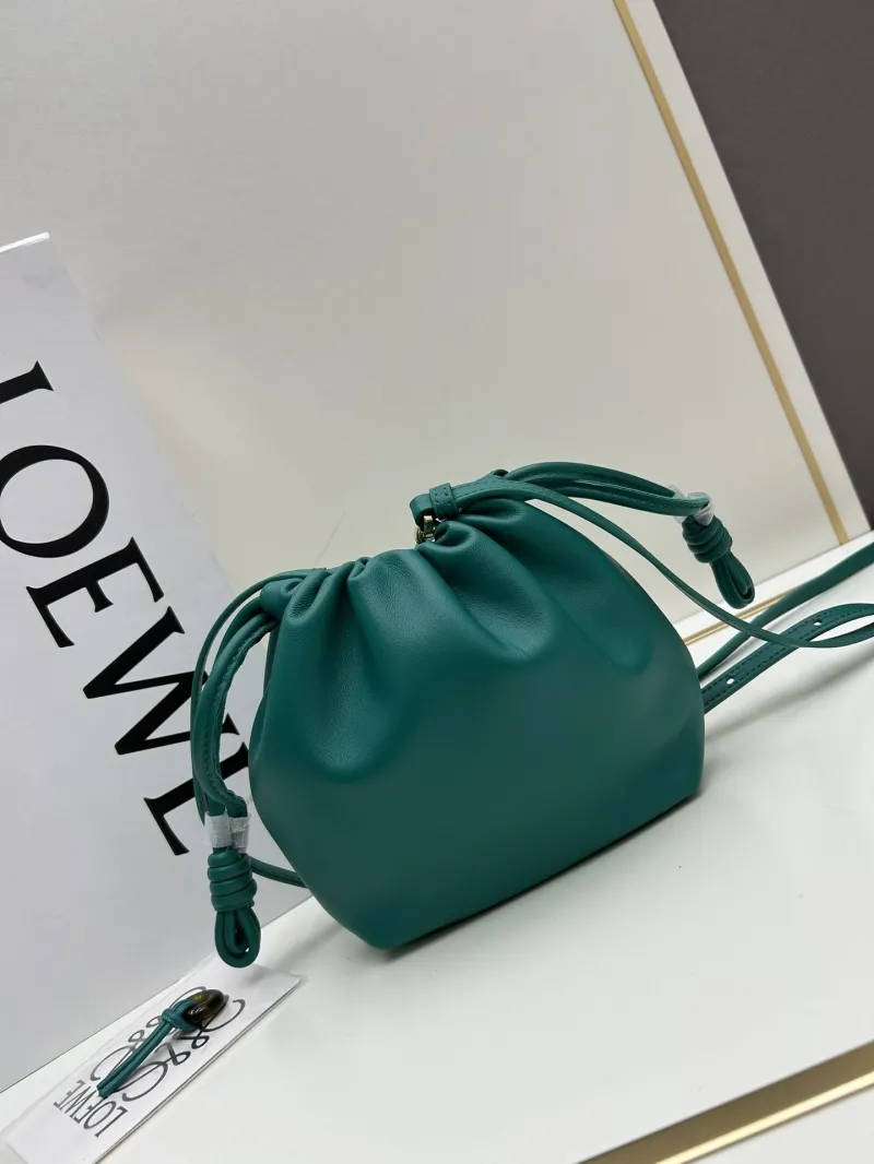 LOEWE Teal Drawstring Bucket Crossbody Bag 062308 - Image 6