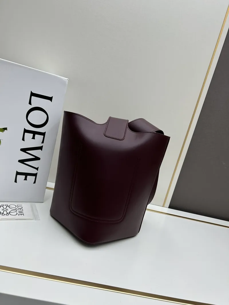 LOEWE Burgundy Leather Bucket Bag 652288 - Image 3