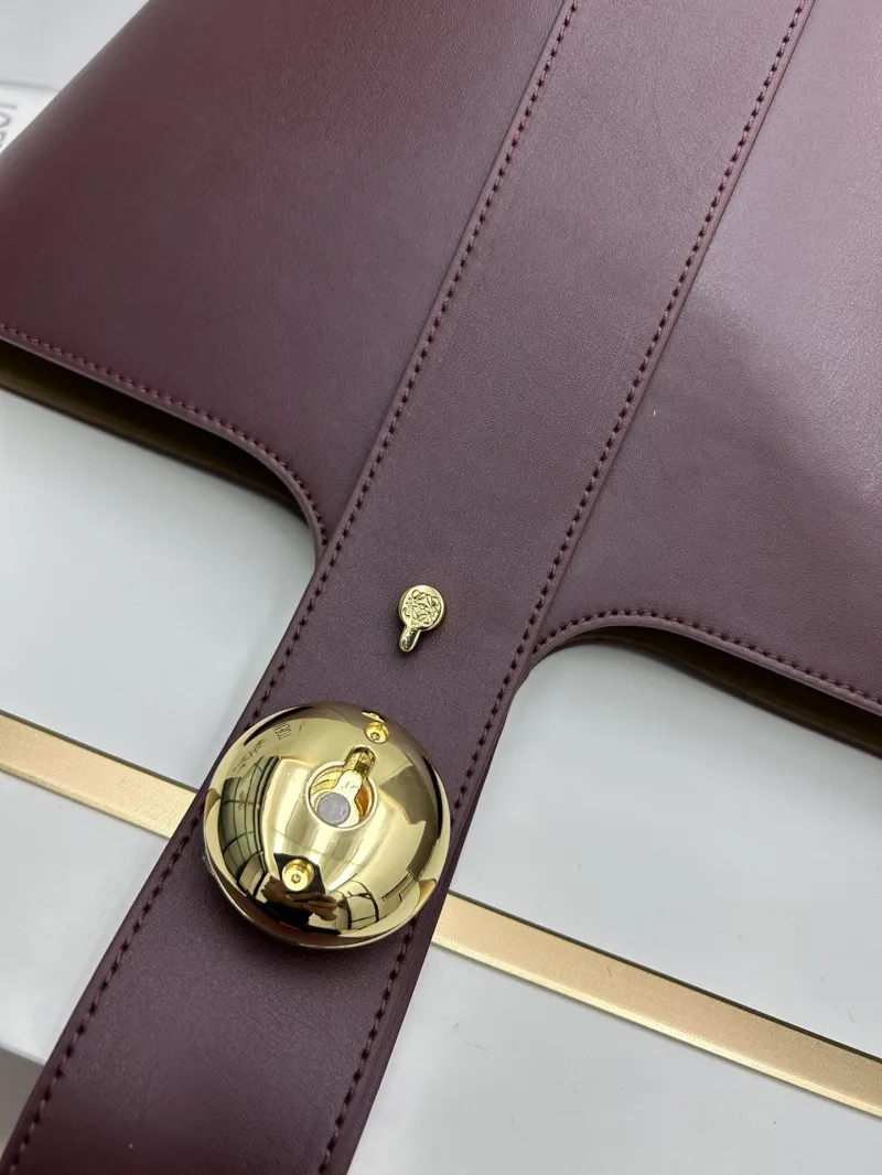 LOEWE Burgundy Leather Bucket Bag 652288 - Image 6