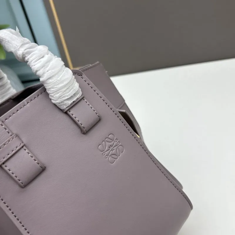 LOEWE S33A Gray Leather Bucket Bag - Image 5