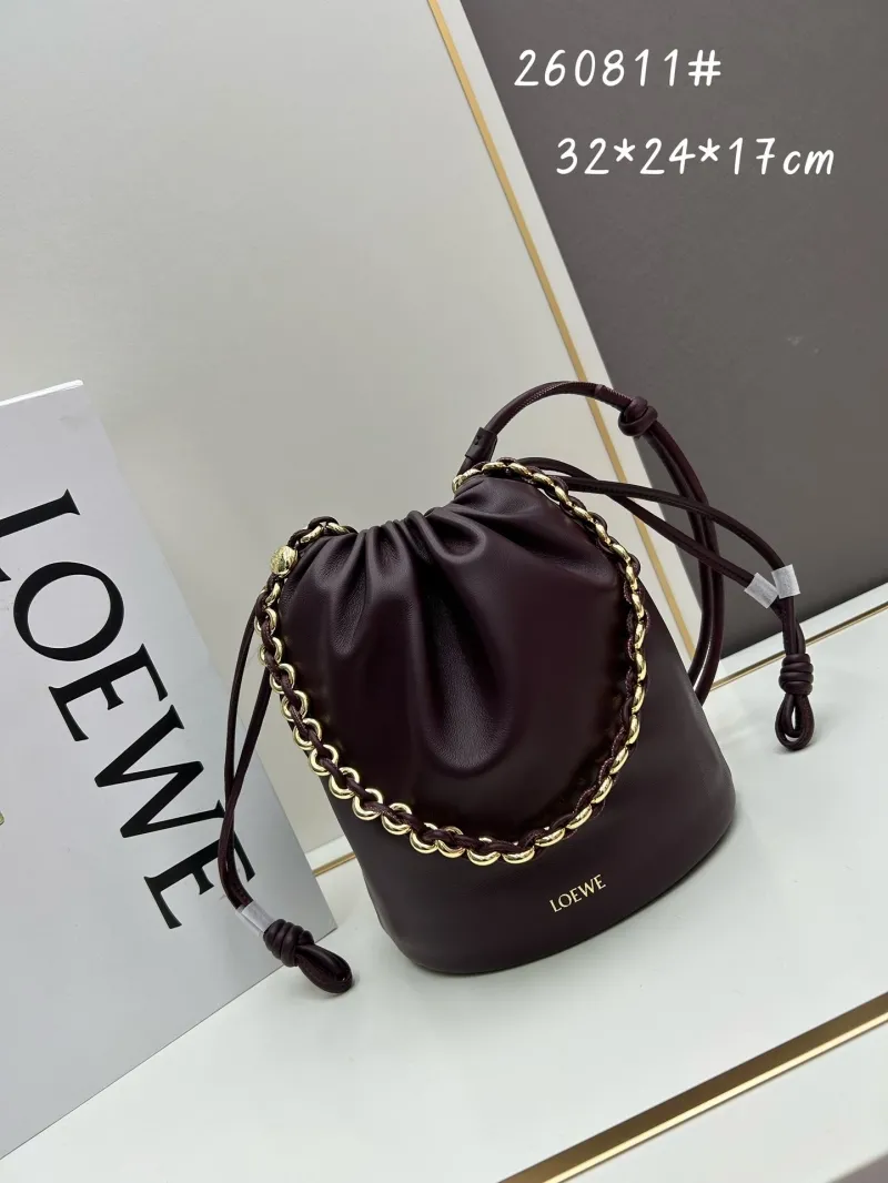 LOEWE Dark Brown Leather Bucket Bag 260811