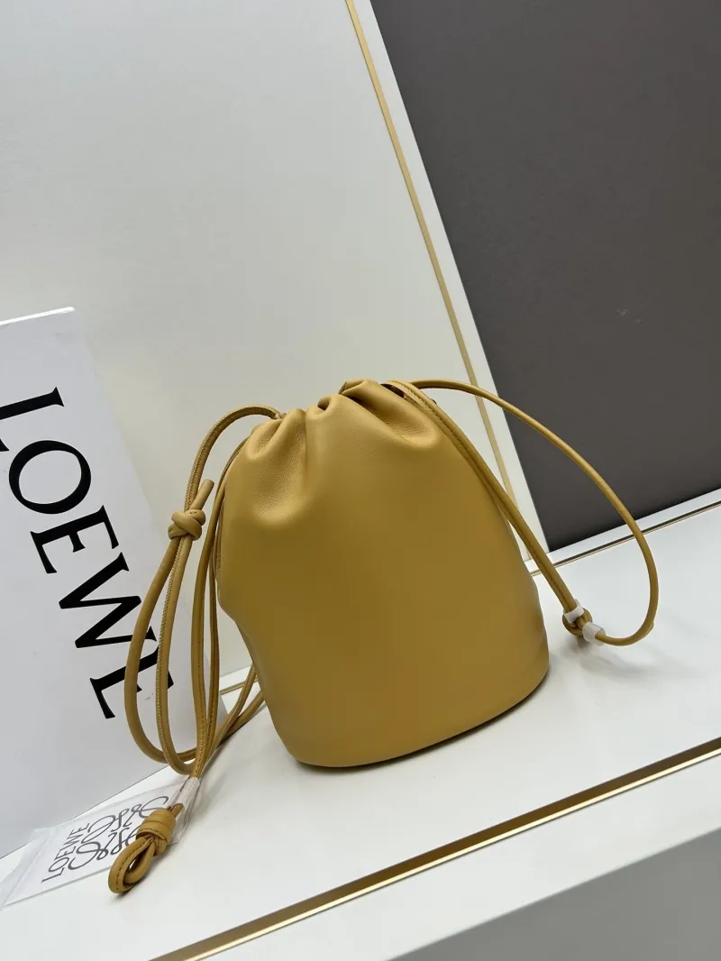 LOEWE Mustard Yellow Leather Bucket Bag - Image 3