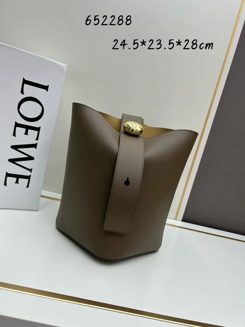 LOEWE 652288 Taupe Leather Bucket Bag