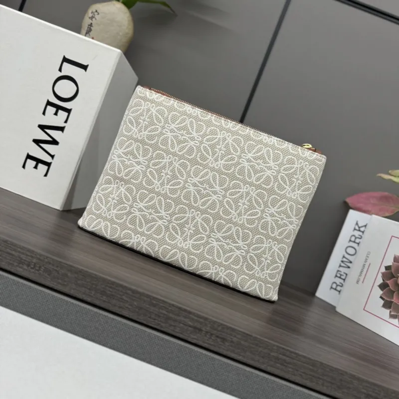 LOEWE Anagram Jacquard Clutch Bag Beige - Image 3