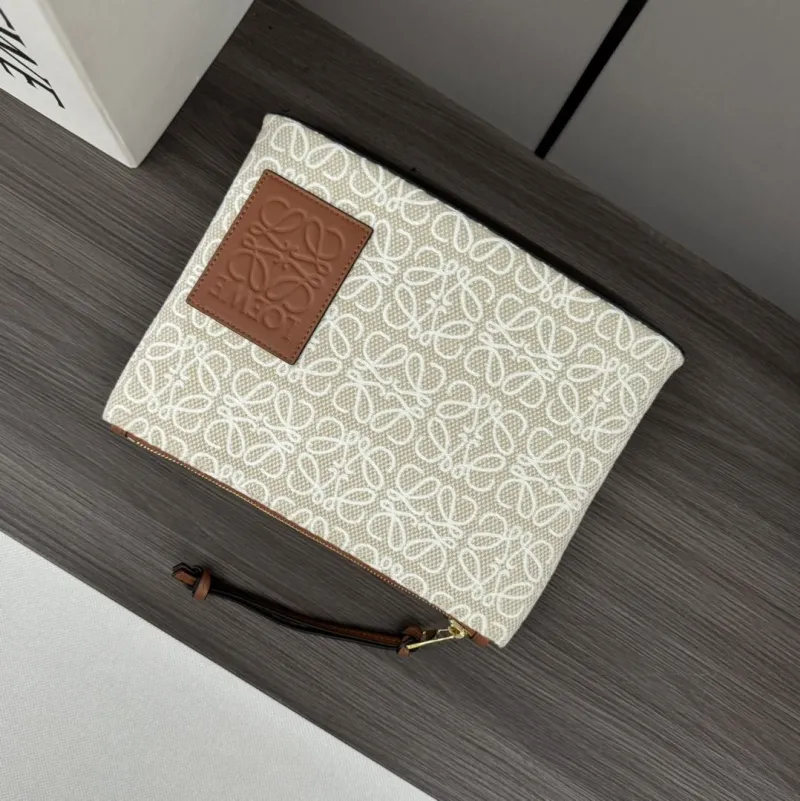 LOEWE Anagram Jacquard Clutch Bag Beige - Image 5