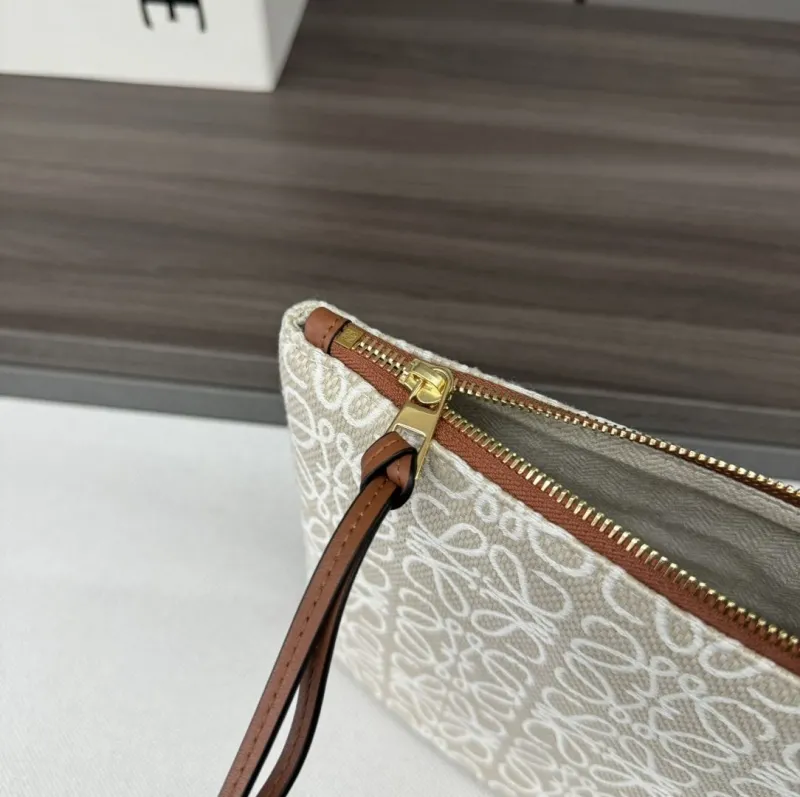 LOEWE Anagram Jacquard Clutch Bag Beige - Image 7
