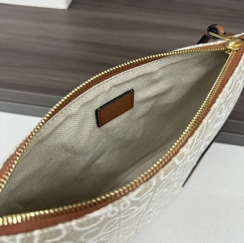 LOEWE Anagram Jacquard Clutch Bag Beige - Image 8