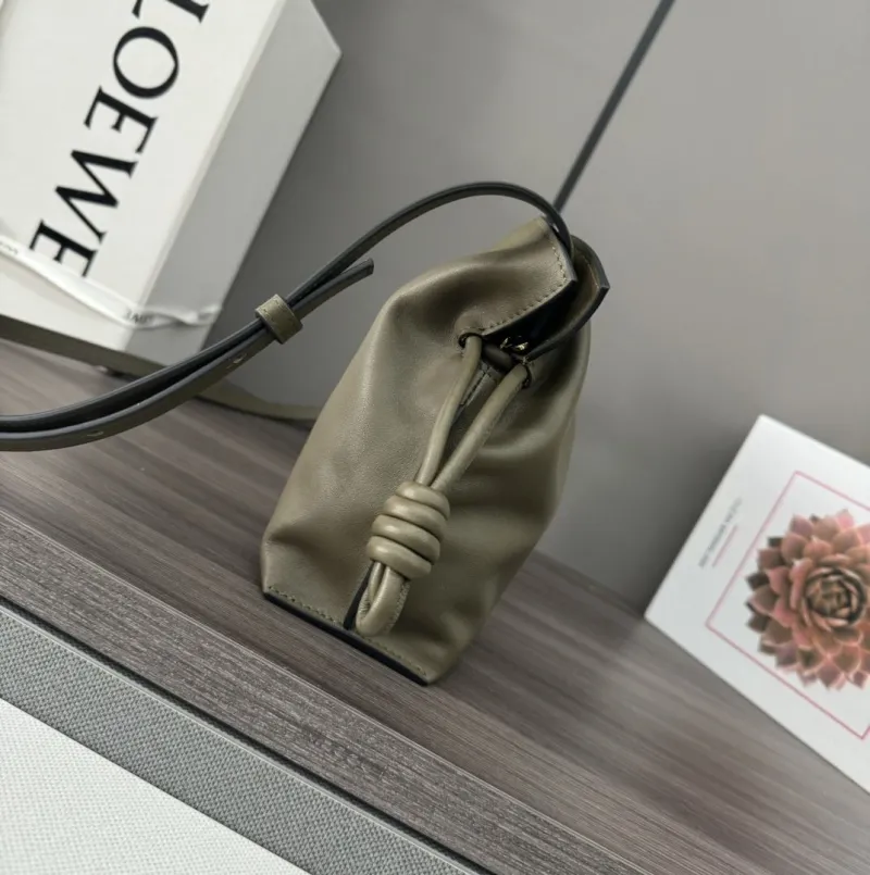 Alternative view of LOEWE Olive Green Leather Crossbody Clutch Bag 84