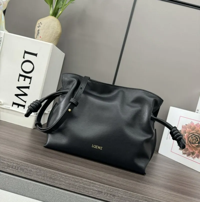 LOEWE Black Leather Crossbody Clutch Bag 86