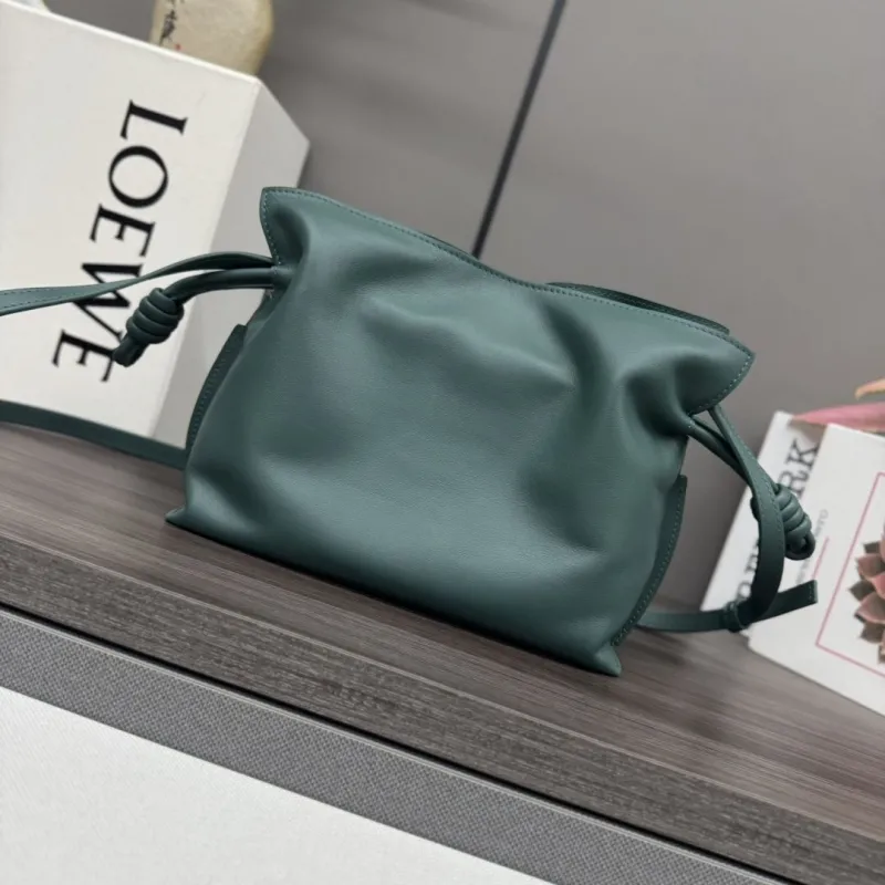 LOEWE Dark Green Leather Crossbody Bag - Image 3