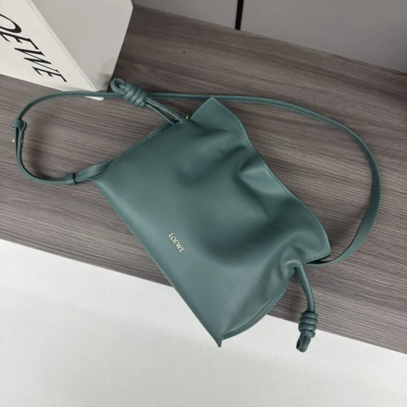 LOEWE Dark Green Leather Crossbody Bag - Image 5