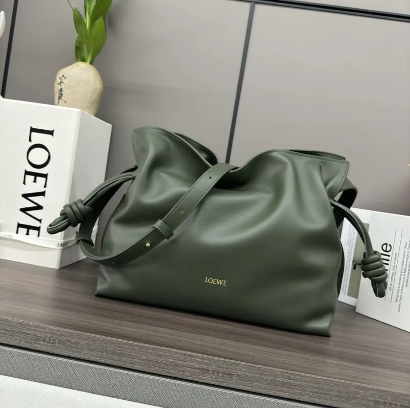 LOEWE Olive Green Leather Crossbody Bag
